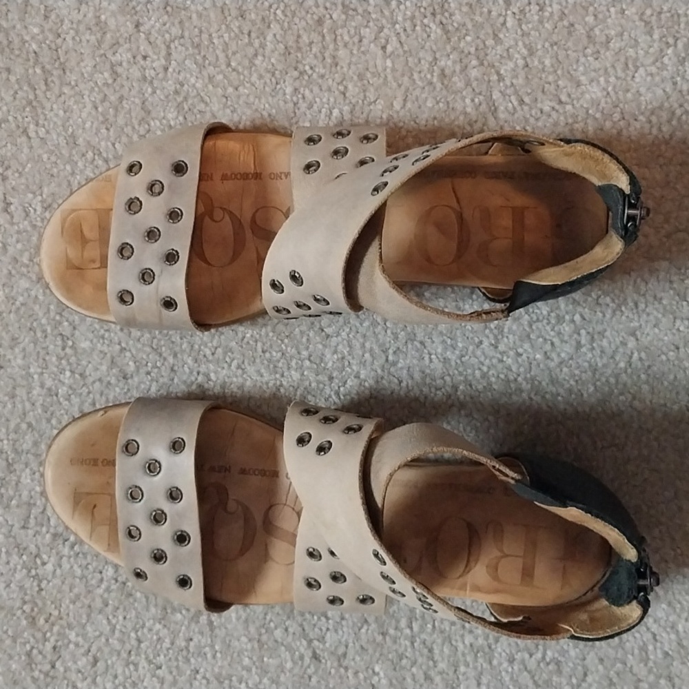 Cute Flat Italian Leather Sandals Zip in back